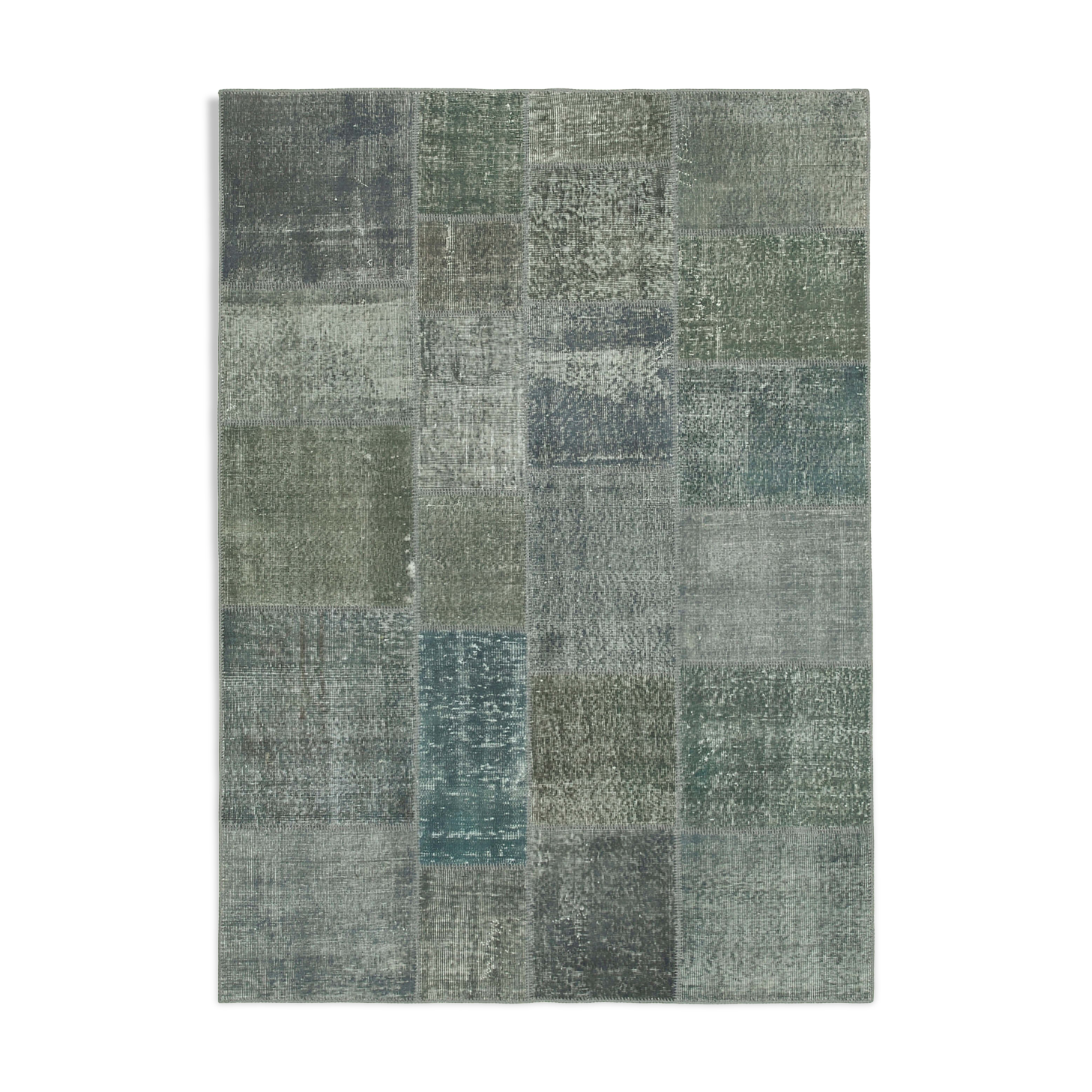 Handmade oriental contemporary 171 cm x 239 cm grey patchwork carpet