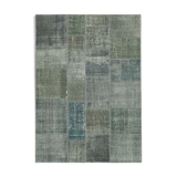Handmade oriental contemporary 171 cm x 239 cm grey patchwork carpet