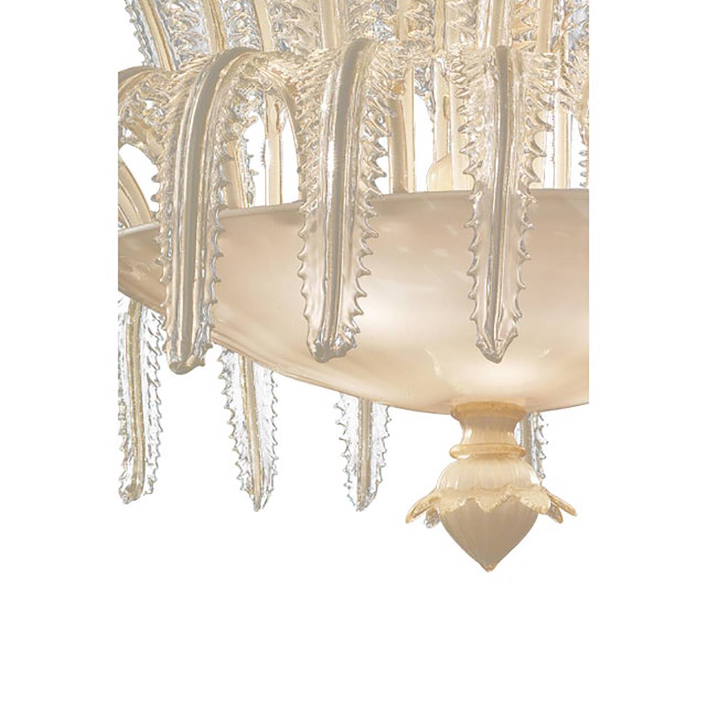 Contemporary Venetian White and Gold Leaves Murano Style Glass Chandelier