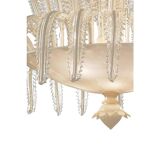 Contemporary Venetian White and Gold Leaves Murano Style Glass Chandelier