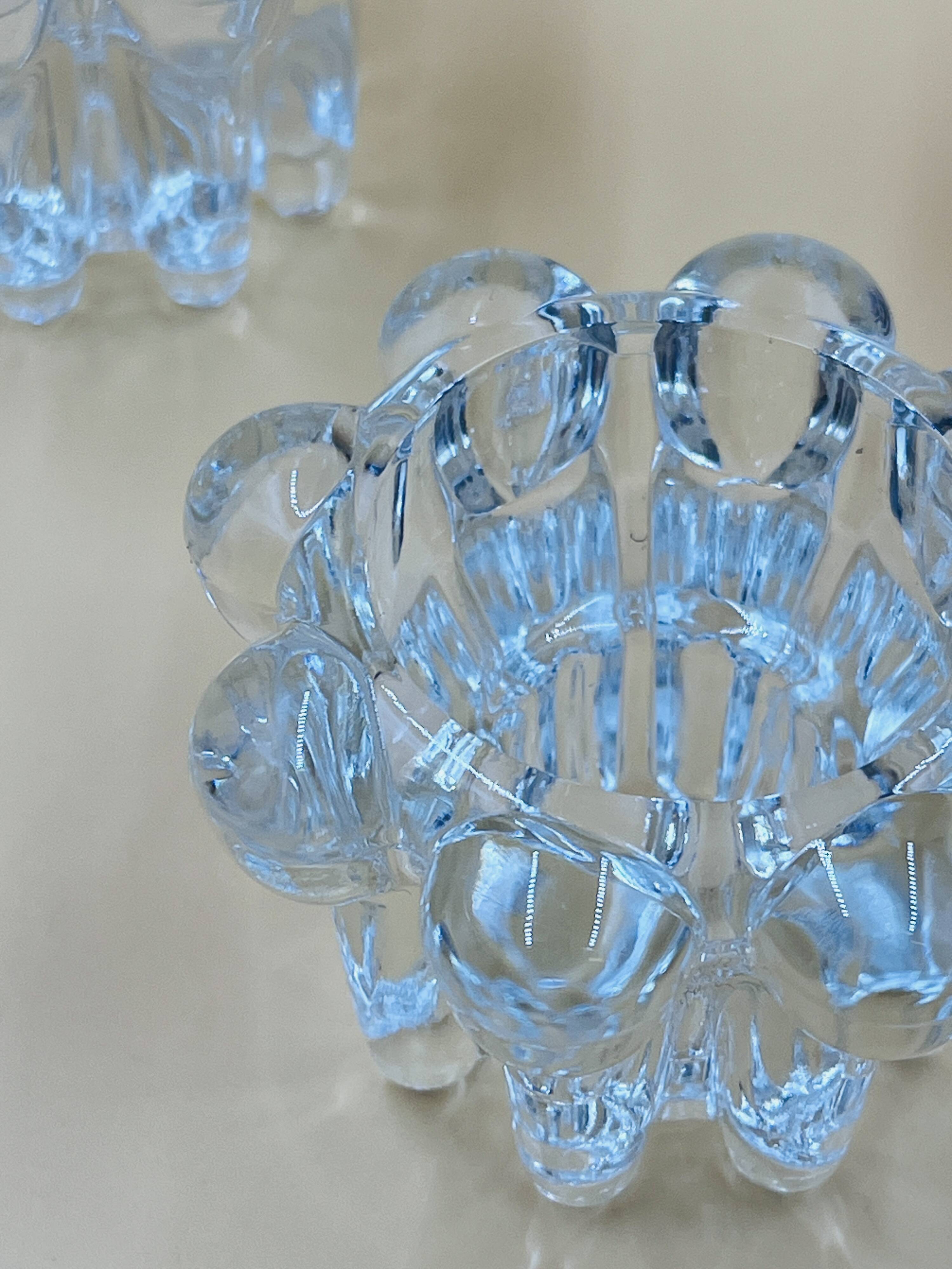 Set of 3 vintage glass candle holders – Glassware from Reims