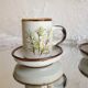 Made in Korea coffee service, set of 4 cups and saucers Herbarium