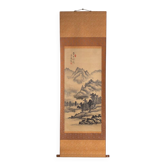 Kakejiku, ancient Japanese landscape in ink on paper – Japan, around 1900.