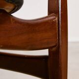 Midcentury Modern Chair by Elliots of Newbury in Black Leather and Teak, 1960s