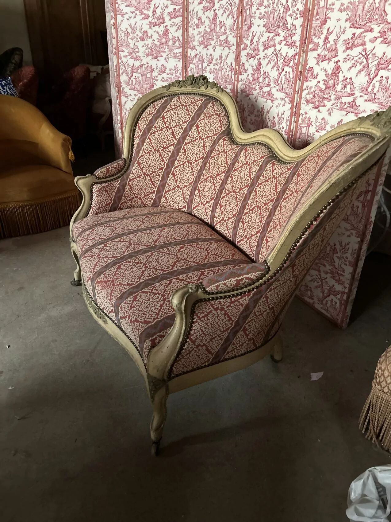 Antique Louis XV style bench – Napoleonic III period – 110 cm