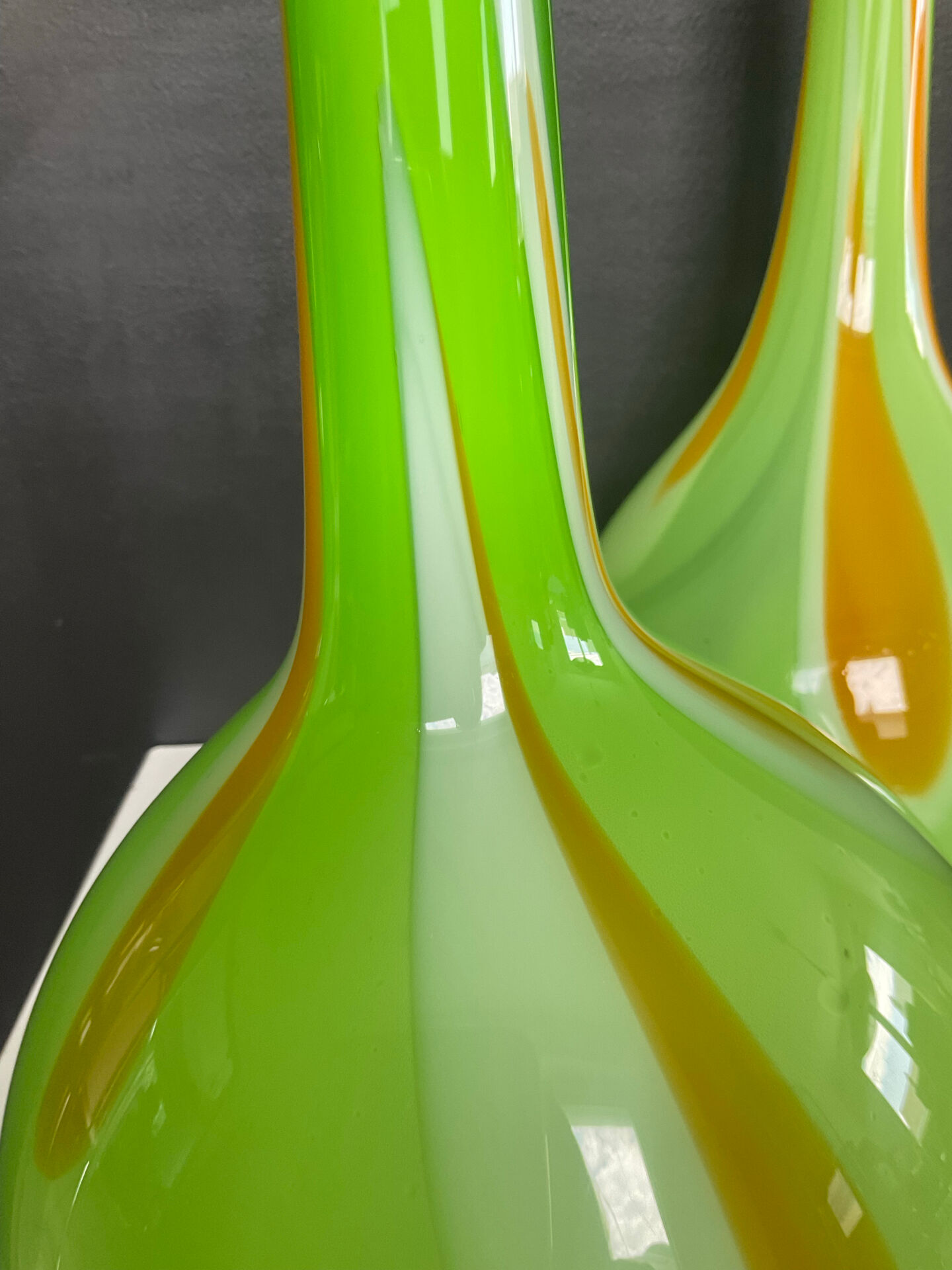Pair of large flower vases in glass paste from the 70s-80s.