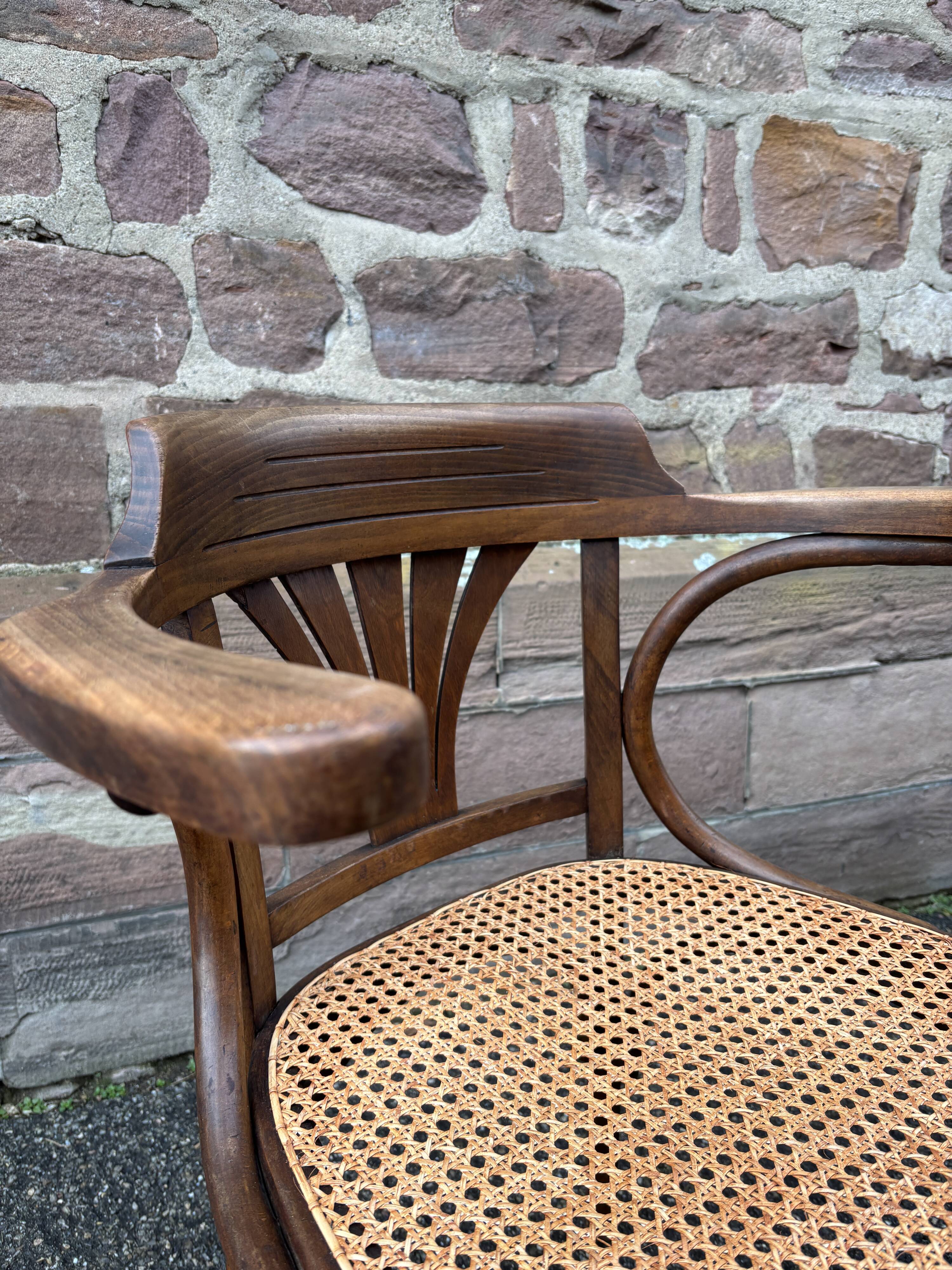 Rare american viennese style office armchair, bent wood, w baumann.