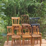 Lot of ten mismatched bistro chairs