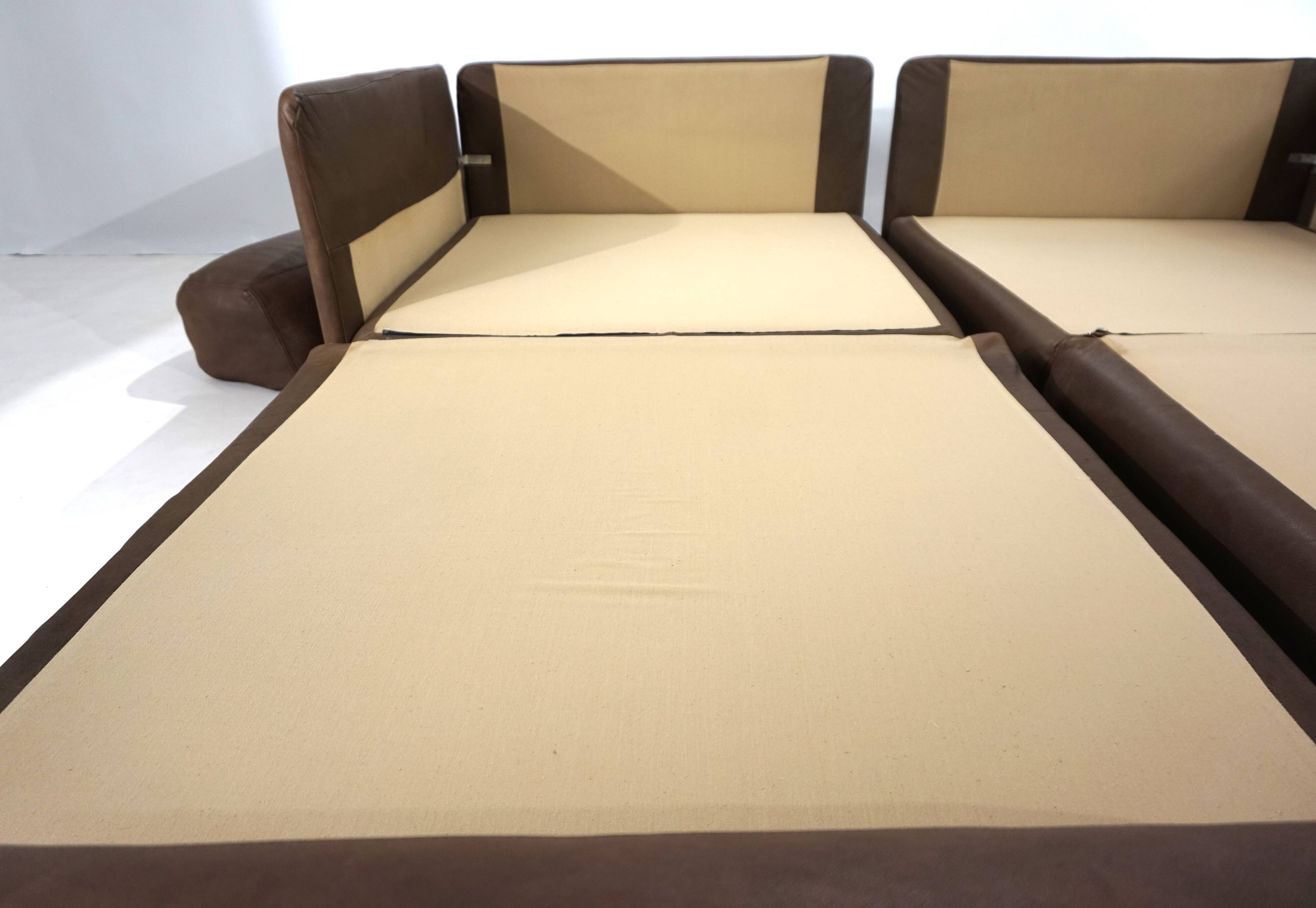 De Sede DS-76 leather double sofa bed, 1970