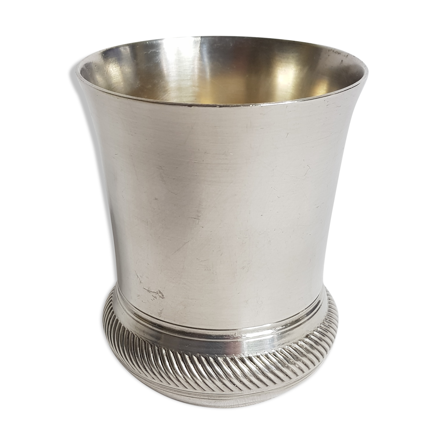 Old silver metal timbale with punch