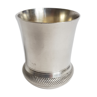 Old silver metal timbale with punch