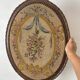 Wooden and embroidered fabric fireplace screen