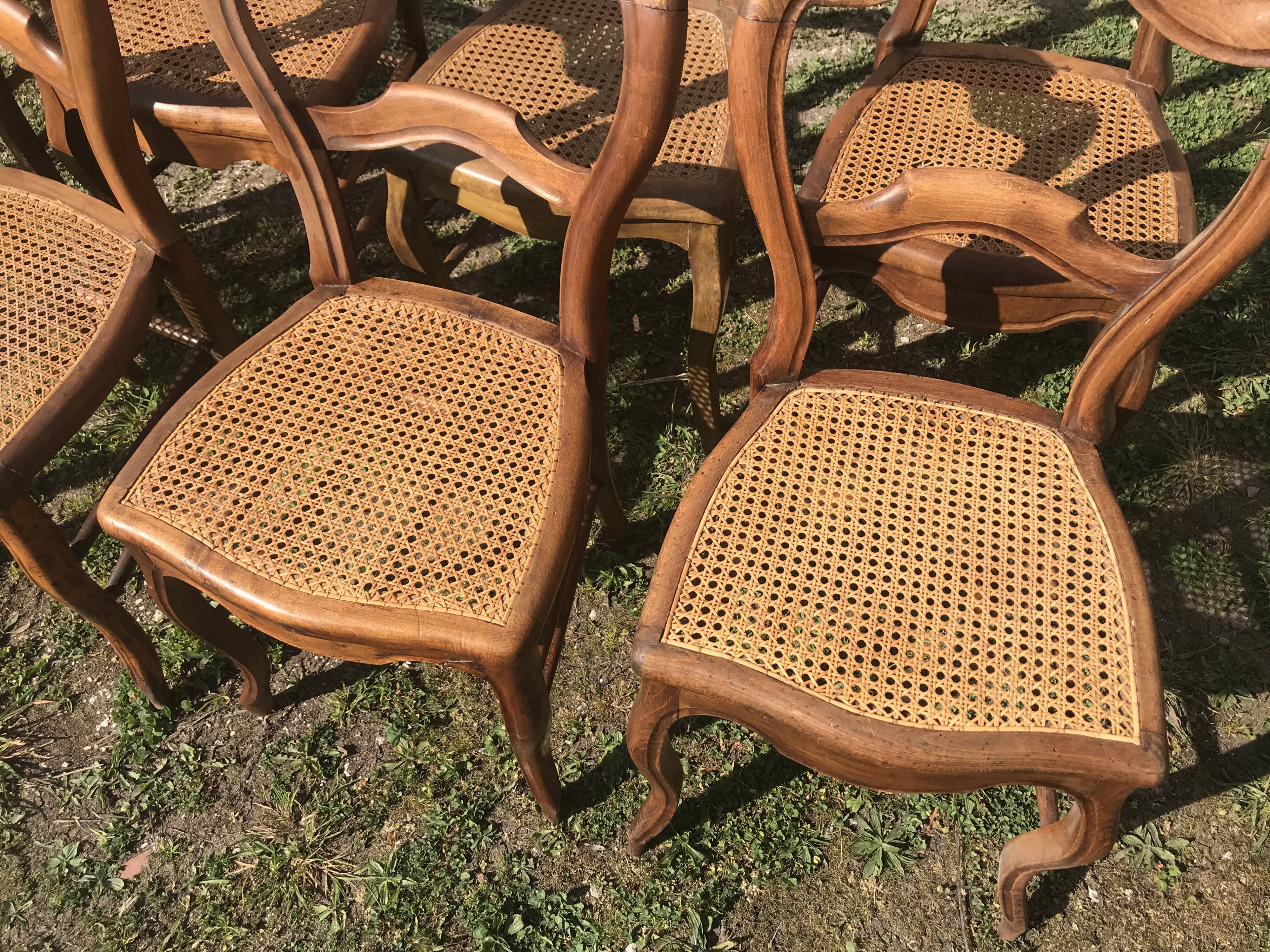 Suite of 8 Louis Philippe canne chairs