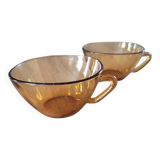 2 Vereco amber glass tea cups