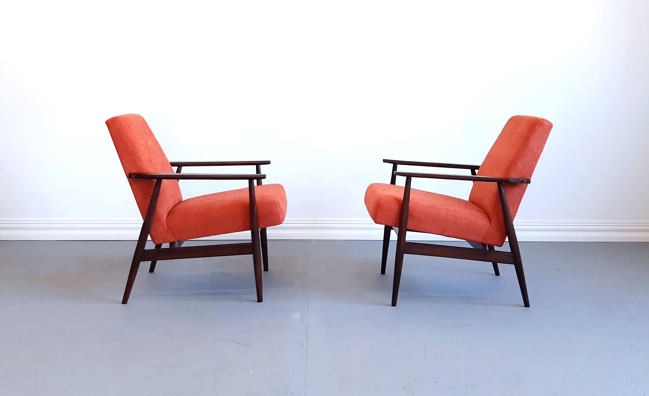 1960 Henryk Lis mid century armchair in rusty orange