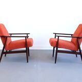 1960 Henryk Lis mid century armchair in rusty orange