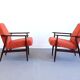 Fauteuil 1960 Henryk Lis Mid Century en orange rouille