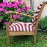 Restored oak and fabric armchair