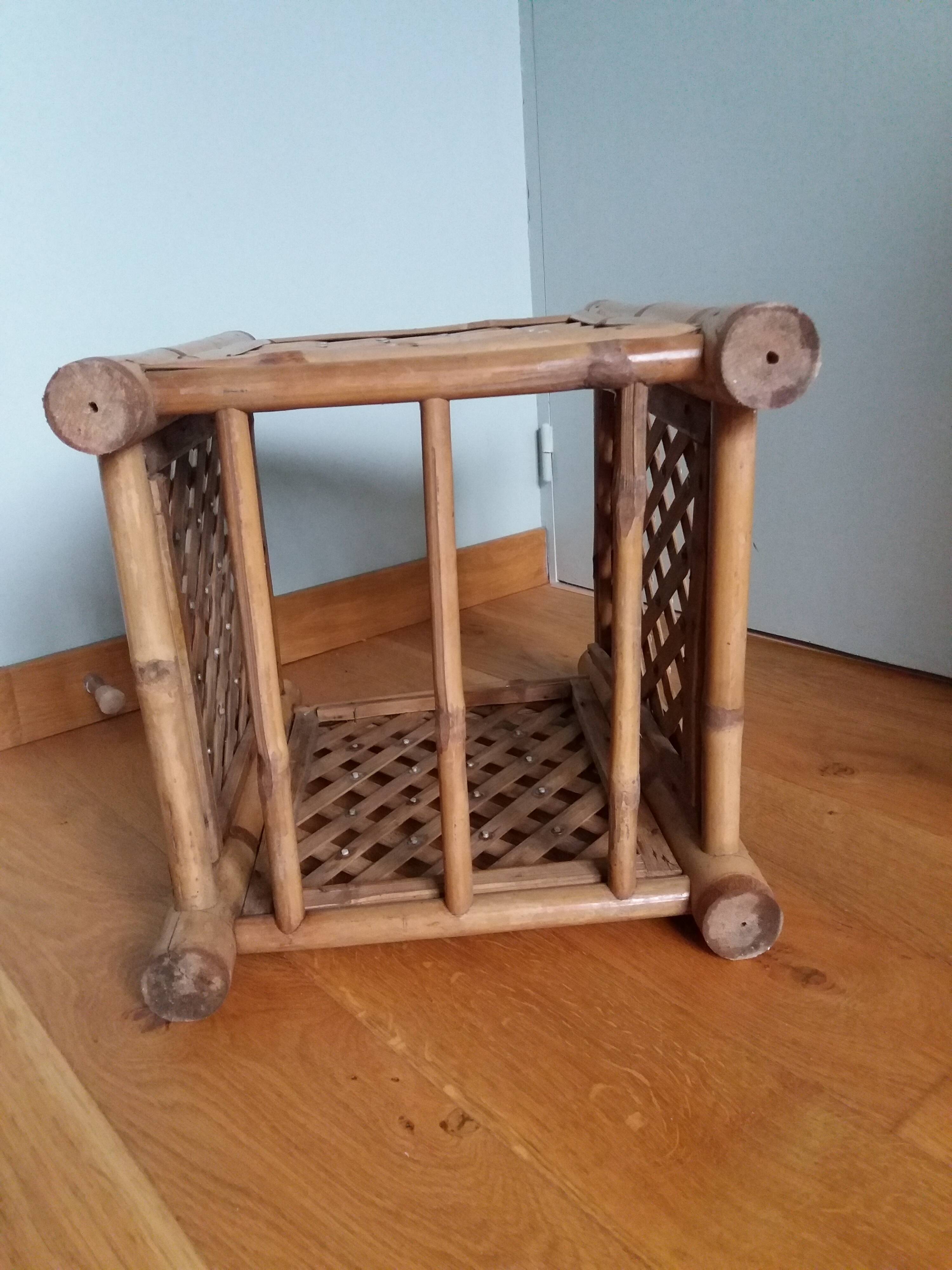 Cache pot large square bamboo