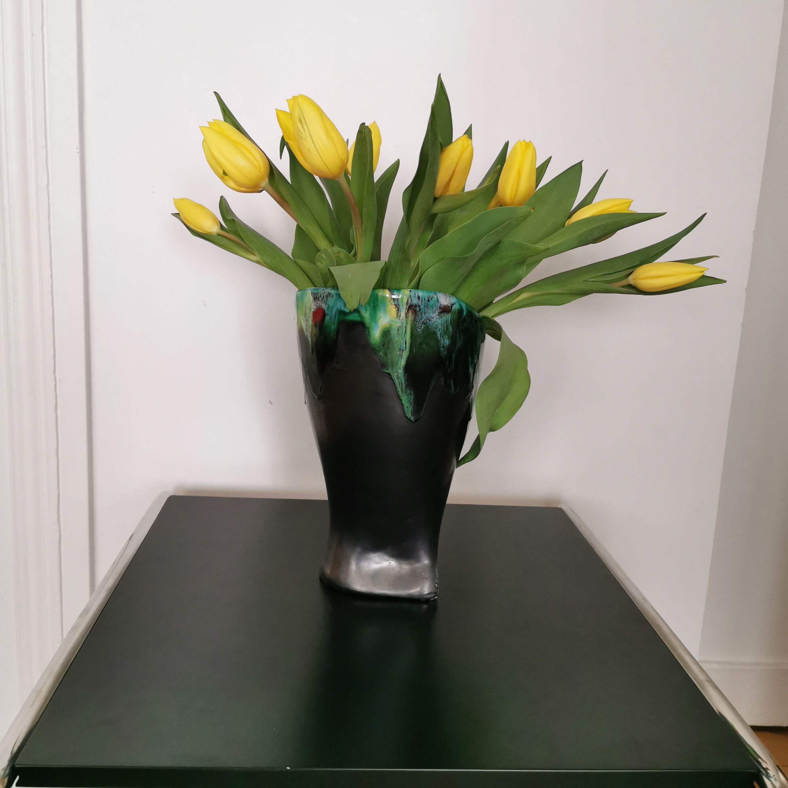 Glossy black Vallauris vase