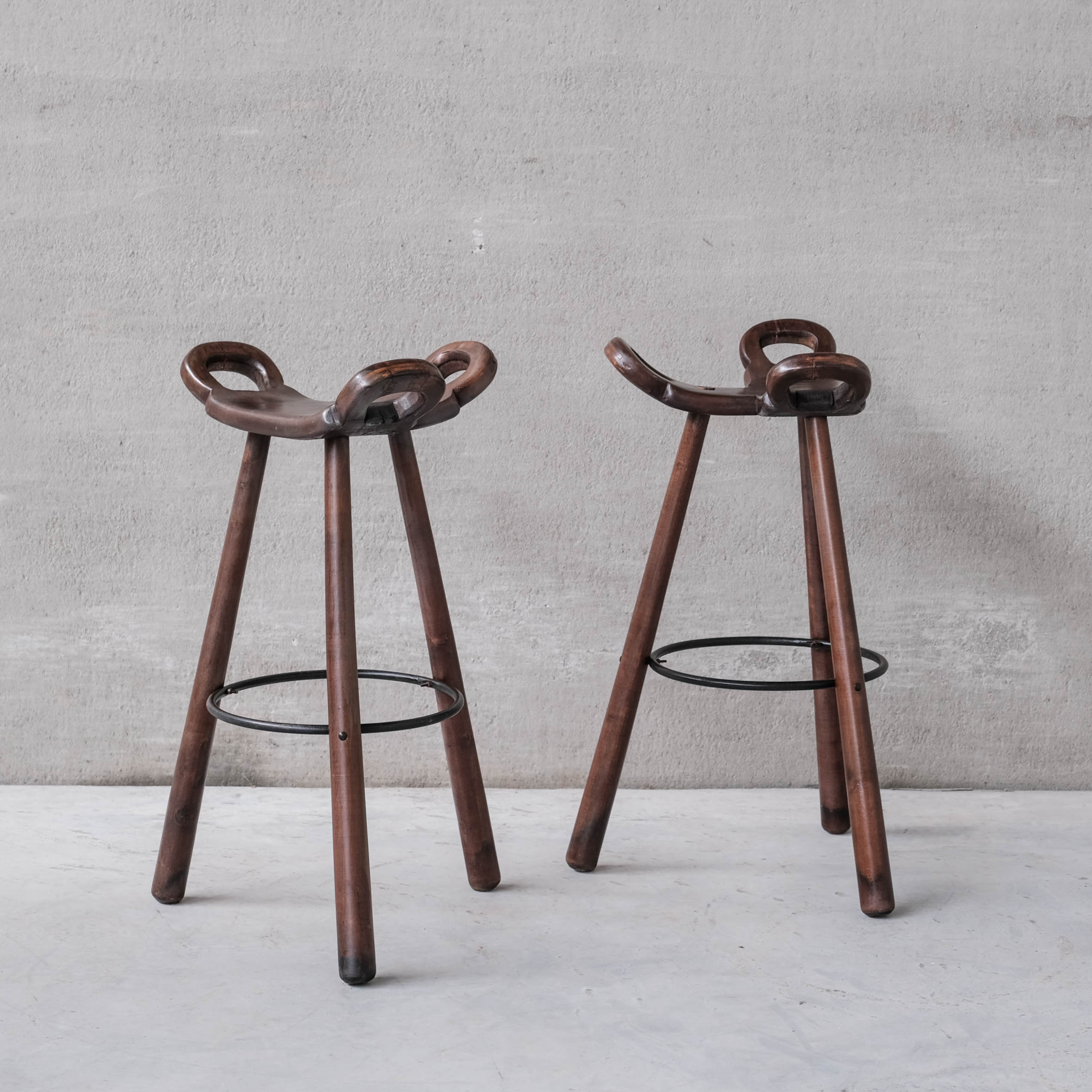 Brutalist Mid-Century 'Marbella' Bar Stool (2 Available)