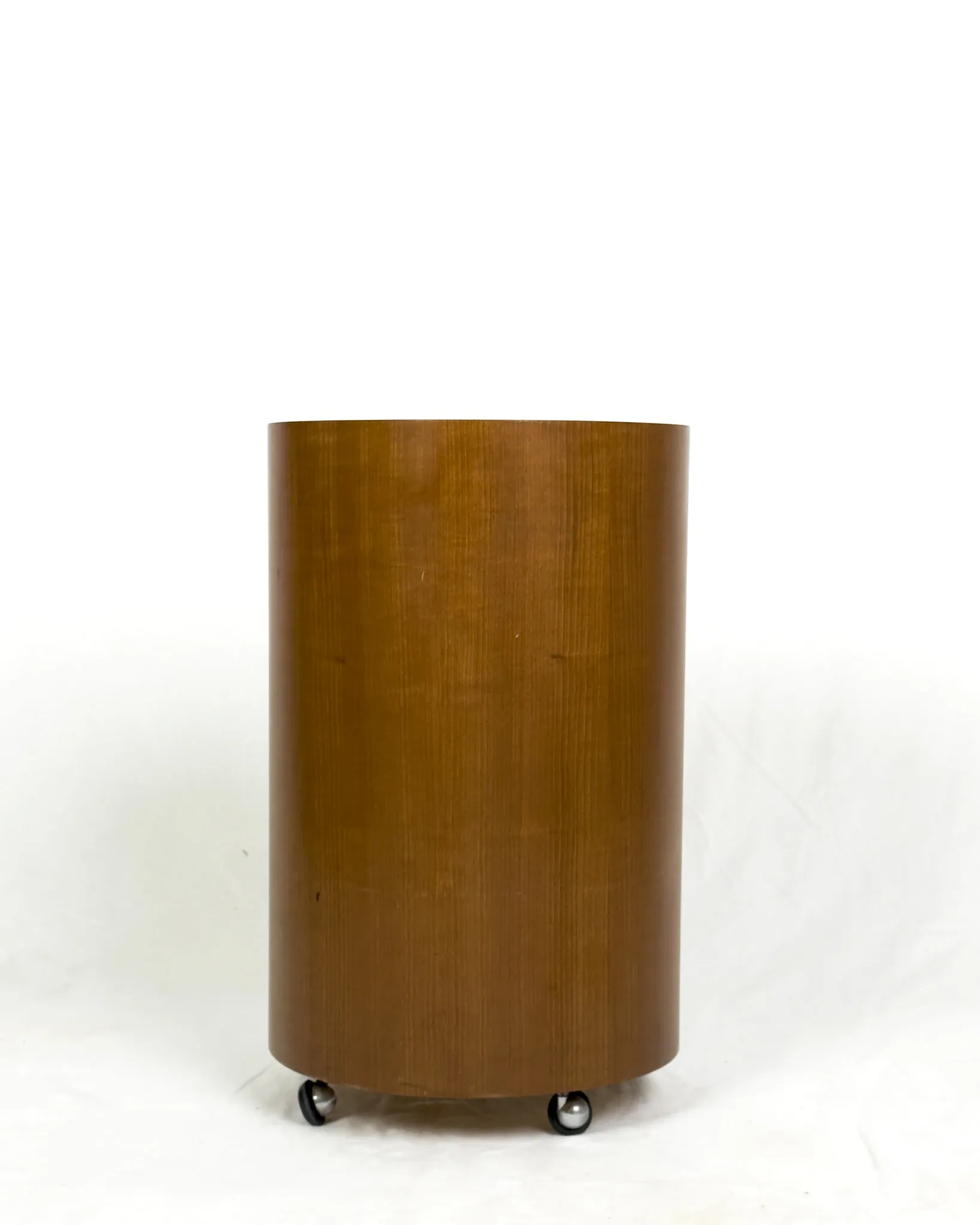 Round wood bar cabinet with glass top, Italy 1960s