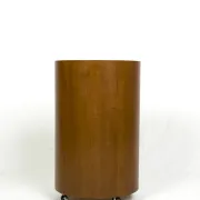 Round wood bar cabinet with glass top, Italy 1960s