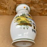 Ancien vase e. tessier la licorne céramique blanche décor peint vintage