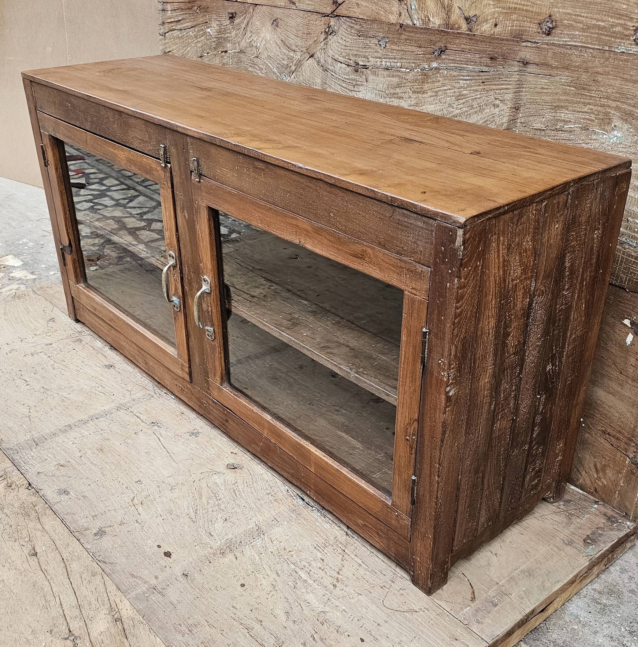 Buffet - glass TV cabinet in Burmese teak