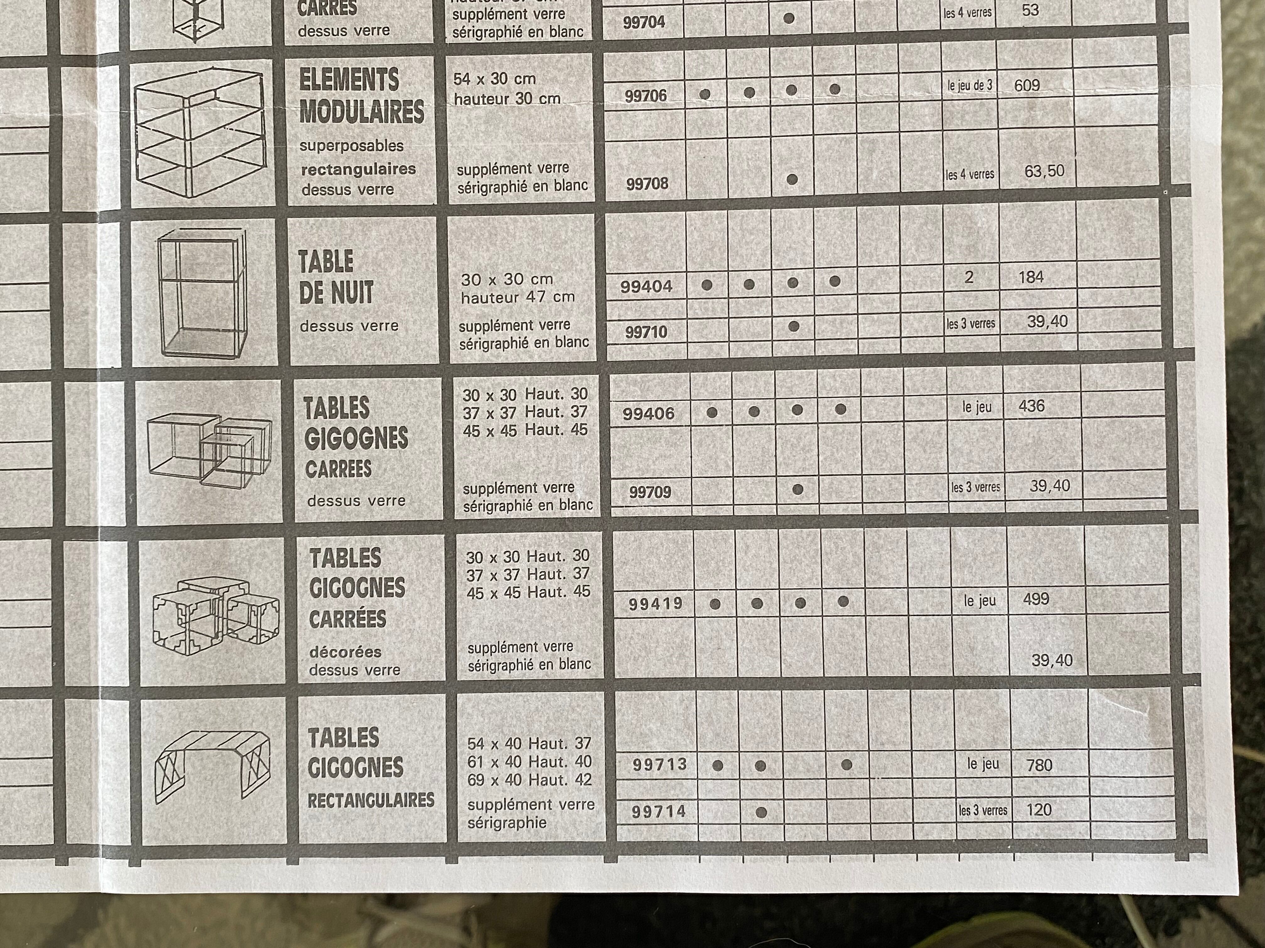 Max Sauze design table, rectangular bedside model, published by Isocèle