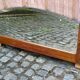 Art Deco concave mirror, arc-shaped, carved in solid wood, 1940, 120cm.