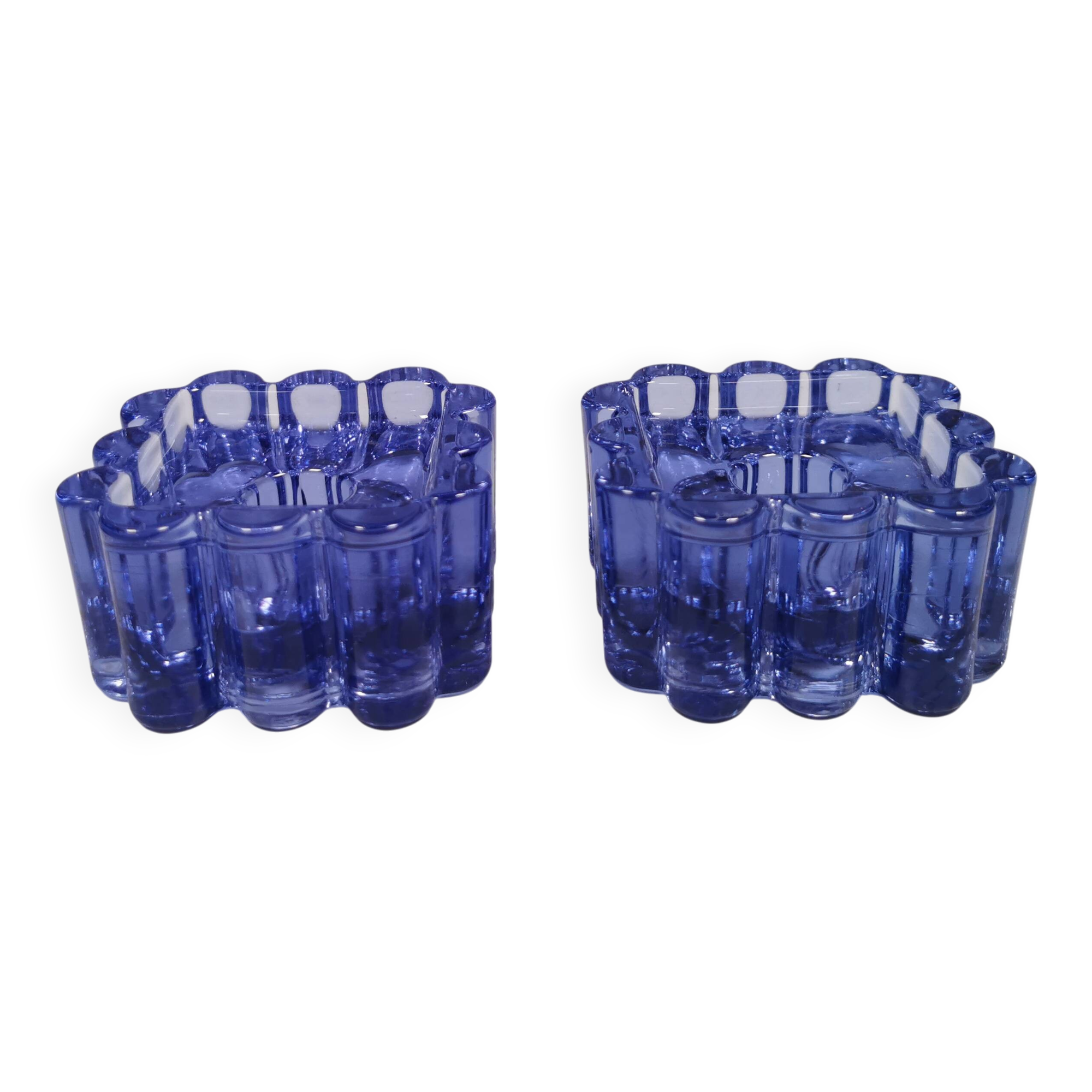 Two candle holders from Danish Holmegaard glassworks, 1968s