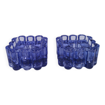 Two candle holders from Danish Holmegaard glassworks, 1968s