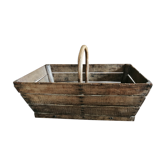 Old wooden basket in latte popular art Savoie mushroom harvest cottage
