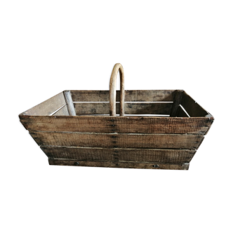 Old wooden basket in latte popular art Savoie mushroom harvest cottage