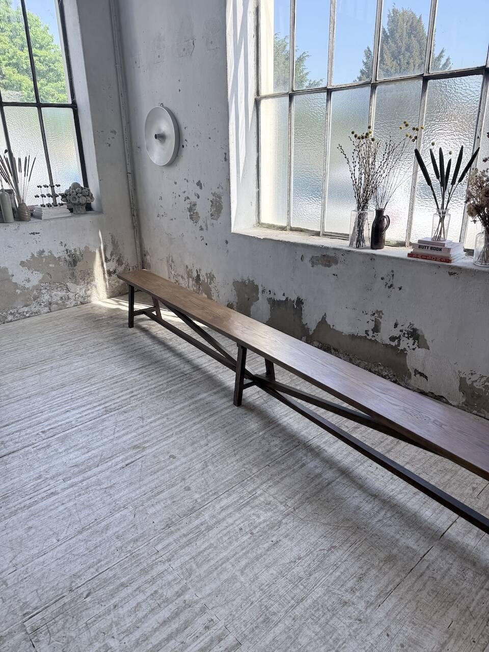 Paire de bancs de ferme chêne 4 mètres