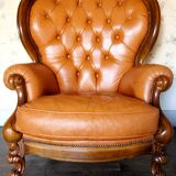 Cognac leather armchair "Ilsat Salotti" Italy circa 1980