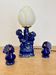 Vintage blue ceramic lamp with its birds.
