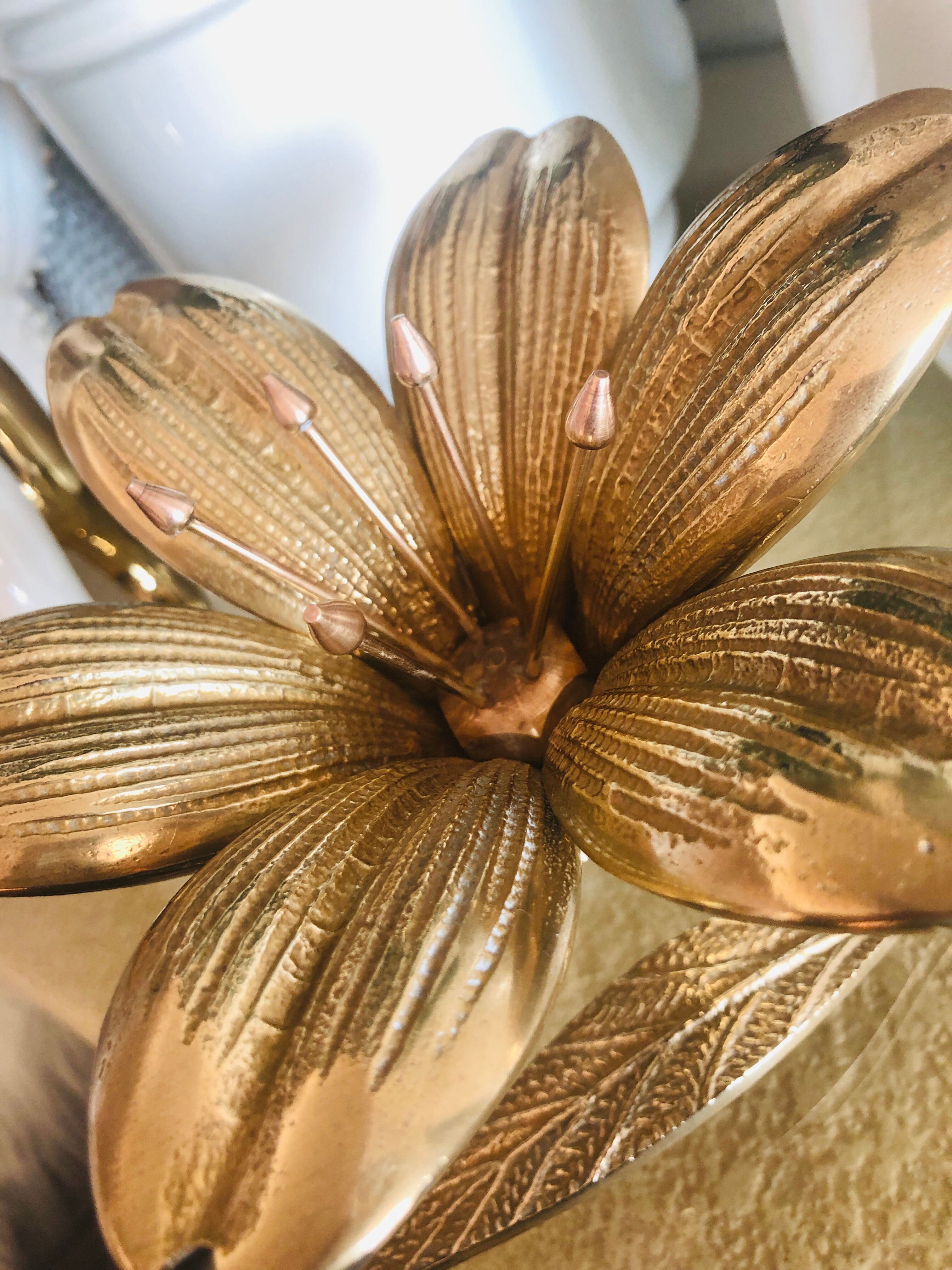 Golden brass flower ashtray