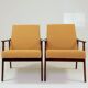 Pair Lounge Chairs Vintage Yellow Boucle,  Mid Century Design, 1960