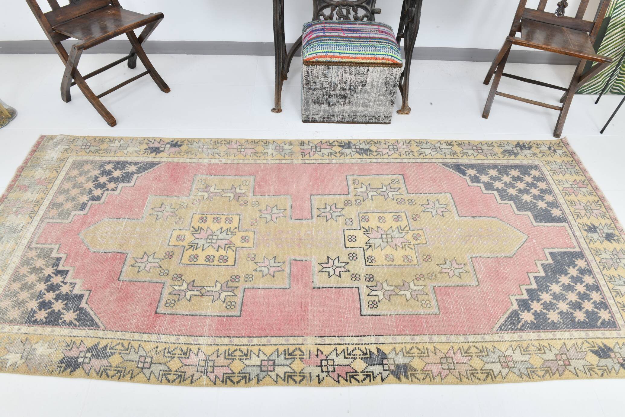 4x8 Red & Yellow Small Persian Rug, 118x270Cm SK 17615