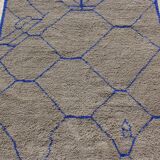 Tapis berbère taupe et bleu majorelle 200x308cm