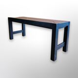 Modernist black wood bench, Belgium 1970s