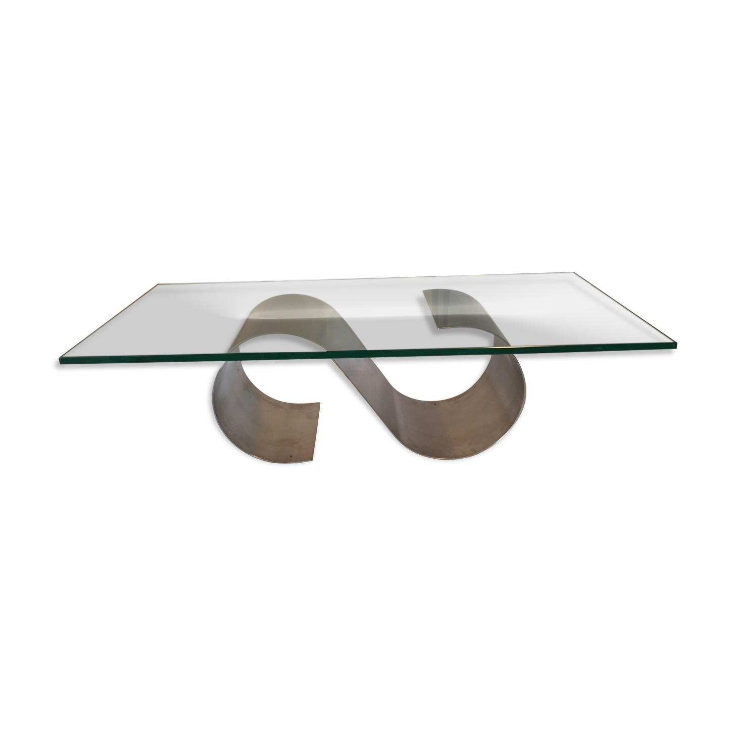 Table basse moderniste en acier et verre