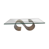 Modernist coffee table in steel and glass