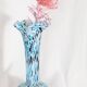 BLUE AND BROWN SPECKLED CLICHY GLASS VASE