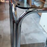 1970s design side table plant holder smoked glass and chrome