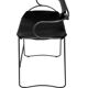 Contemporary sculptural bar stool c. Black smoked metal backrest and black leather.