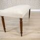 Mid-Century Neoclassical Louis XVI Style Bench with Cream Upholstery and Fluted
