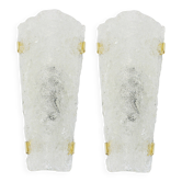 Appliques murales en verre angulaire glace par Hillebrand, Allemagne, années 1960